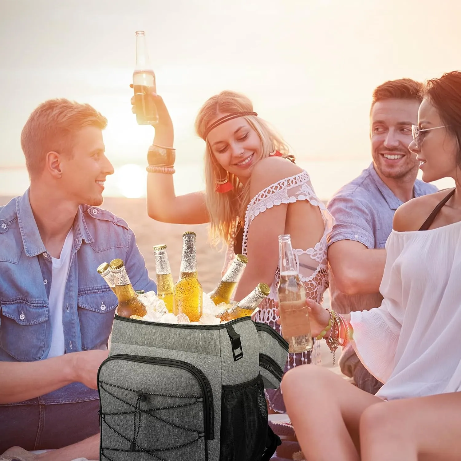 Expandable Backpack Coolers Insulated Leak Proof - 36/48 Cans Double Deck Cooler Backpack Waterproof - Soft Lightweight Portable Cooler Bag for Beach Picnic Camping Men and Women