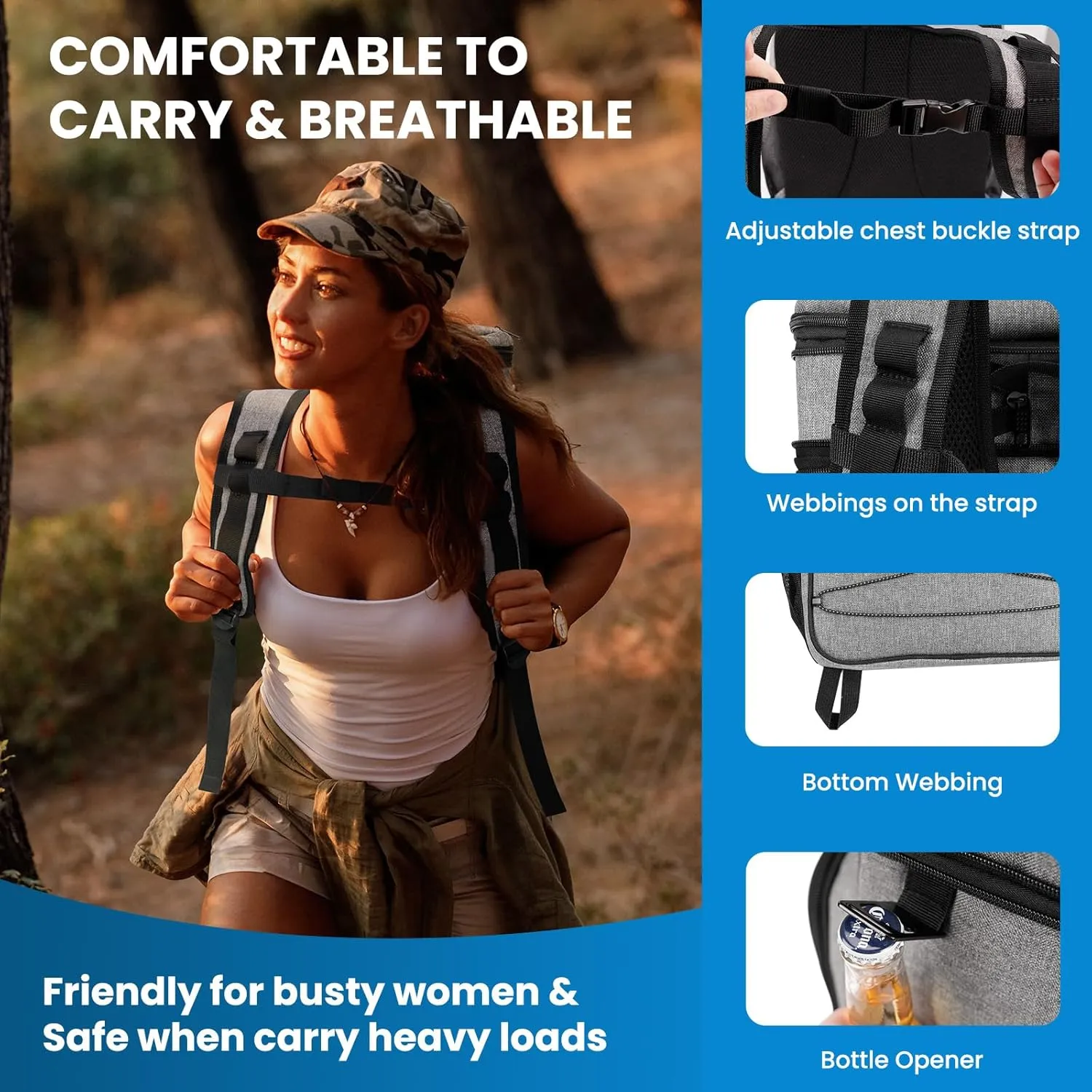 Expandable Backpack Coolers Insulated Leak Proof - 36/48 Cans Double Deck Cooler Backpack Waterproof - Soft Lightweight Portable Cooler Bag for Beach Picnic Camping Men and Women