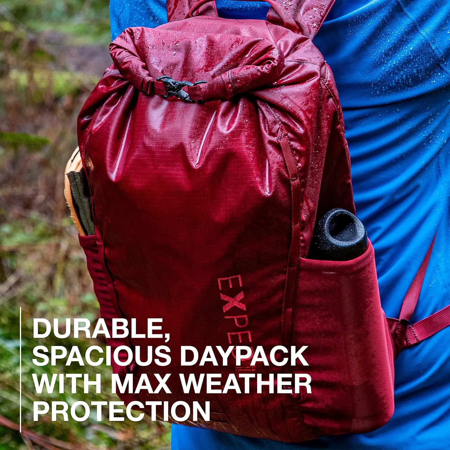Exped Typhoon 15 | Lightweight Travel Hiking Backpack | Waterproof | Burgundy, 15L