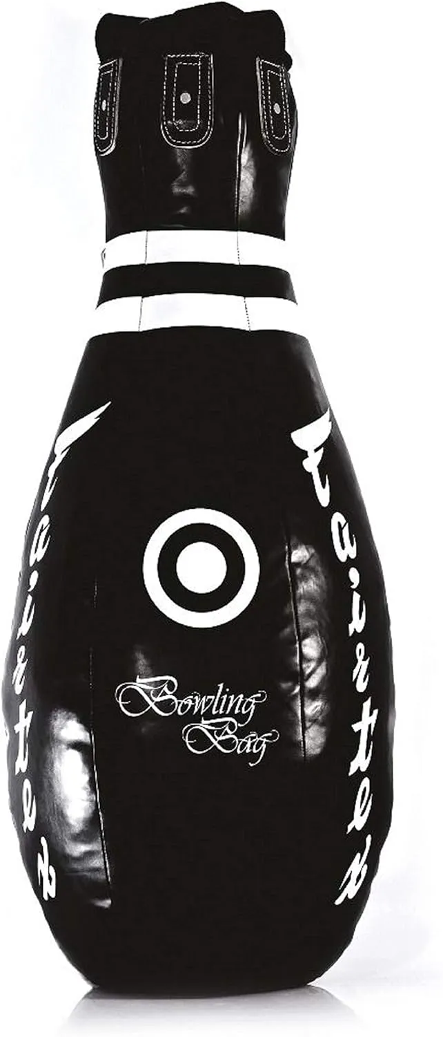 Fairtex HB10 Bowling Bag Punching Bag for Muay Thai, Boxing, Kickboxing, MMA (HB10 Black) - 14.96" W x 39.37" H