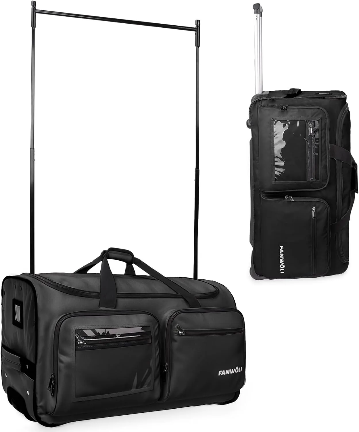 Fanwoli 23" Dance Bag with Garment Rack | Upgraded Stable System & Fabric | More Lightweight & Wear-Resistant | Ideal Competition Rolling Duffle Bag