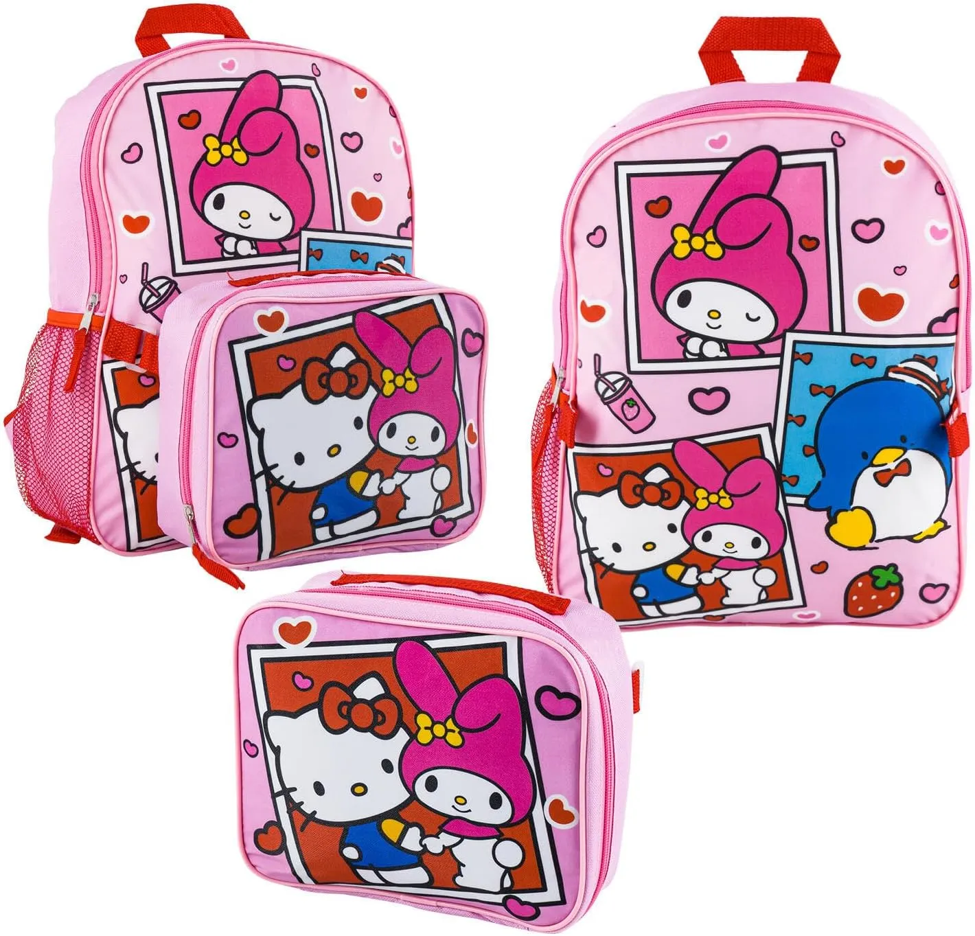 Fast Forward Hello Kitty & My Melody16 inches Backpack With Matching Lunch Bag Set- 99144