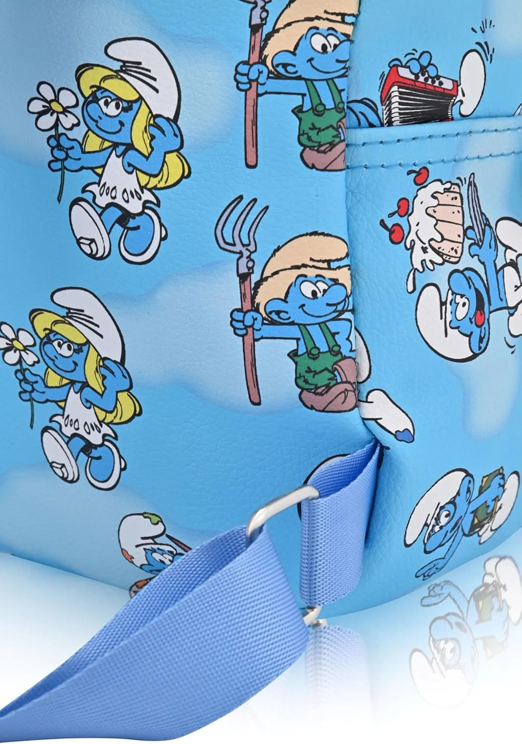 Fast Forward Smurfs Backpack for Women, Men, Boys, Girls, Unisex | Cute PU Leather 10" Smurfs Mini Backpack Purse Shoulder Purse | Smurfs Bag and Smurfs Accessories