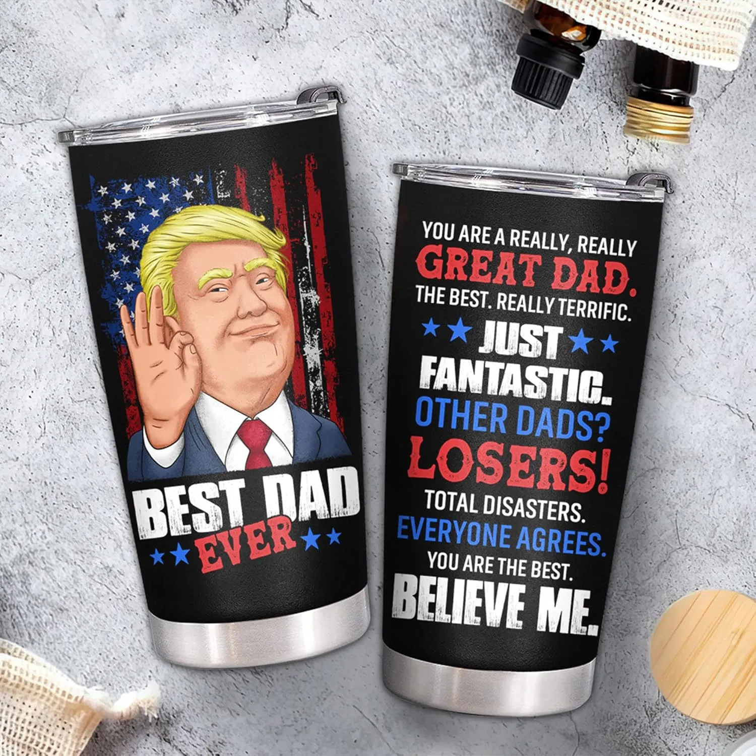 Father's Day Gifts for Dad, Men - Gifts for Dad from Daughter, Son - Dads Birthday Gift Ideas, Happy Birthday gifts for Dads, Fathers - Best Dad Ever Gift, Best dad Tumbler, 20 OZ dad Cup