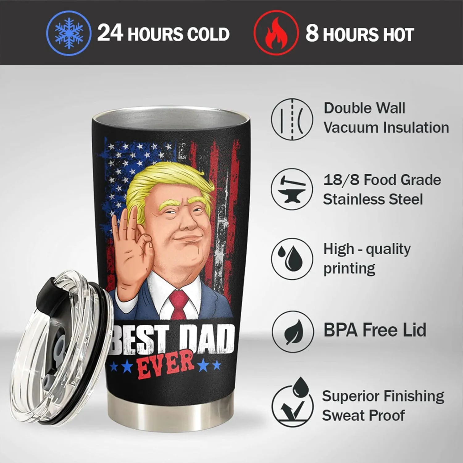 Father's Day Gifts for Dad, Men - Gifts for Dad from Daughter, Son - Dads Birthday Gift Ideas, Happy Birthday gifts for Dads, Fathers - Best Dad Ever Gift, Best dad Tumbler, 20 OZ dad Cup