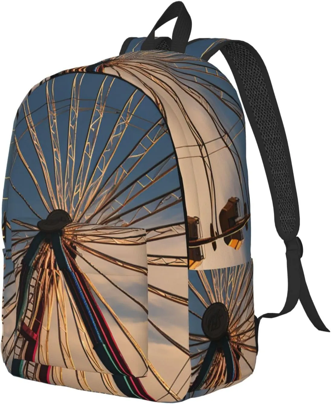 Ferris Wheel Large Canvas Backpack Lightweight Adjustable Laptop Bag Casual Backpack For Travel Work Small