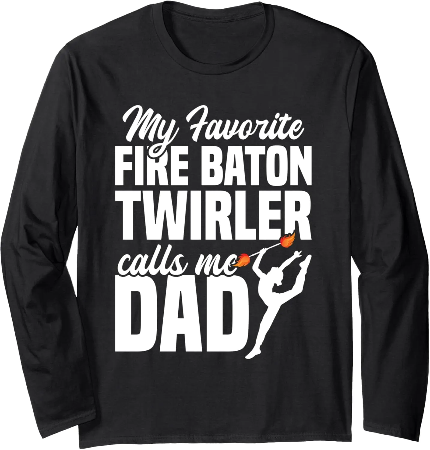 Fire Baton Twirler Majorette Dance Uniform Baton Twirling Long Sleeve T-Shirt
