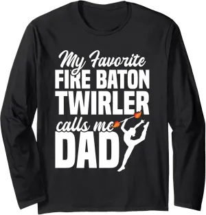 Fire Baton Twirler Majorette Dance Uniform Baton Twirling Long Sleeve T-Shirt