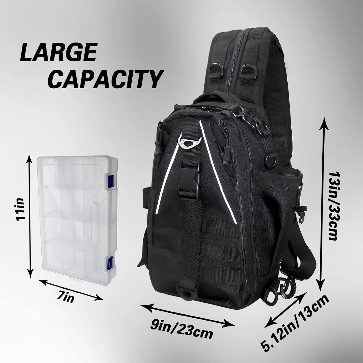 Fishing Backpack, Lightweight Fishing Sling Bag with Plenty of Storage Space, Tackle Box Backpack with Rod Holder for Fly Fishing and Gifts for Men and Women