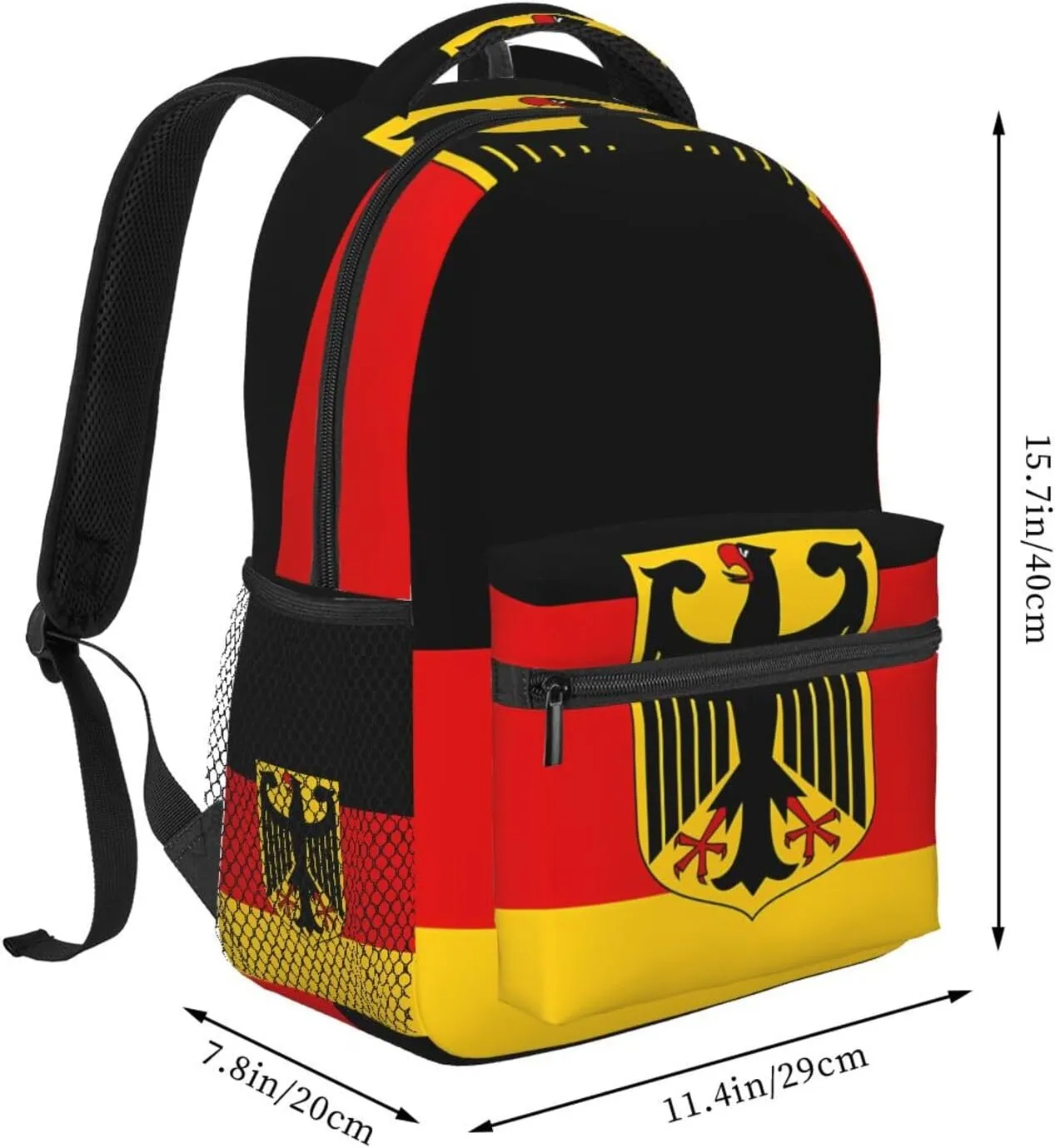 Flag German Coat Of Arms Casual Backpack Travel Pack Bag Laptop Backpacks With Side Pockets Front Zipper Pockets Bookpack Daypack Picnic Rucksack Computer Bag