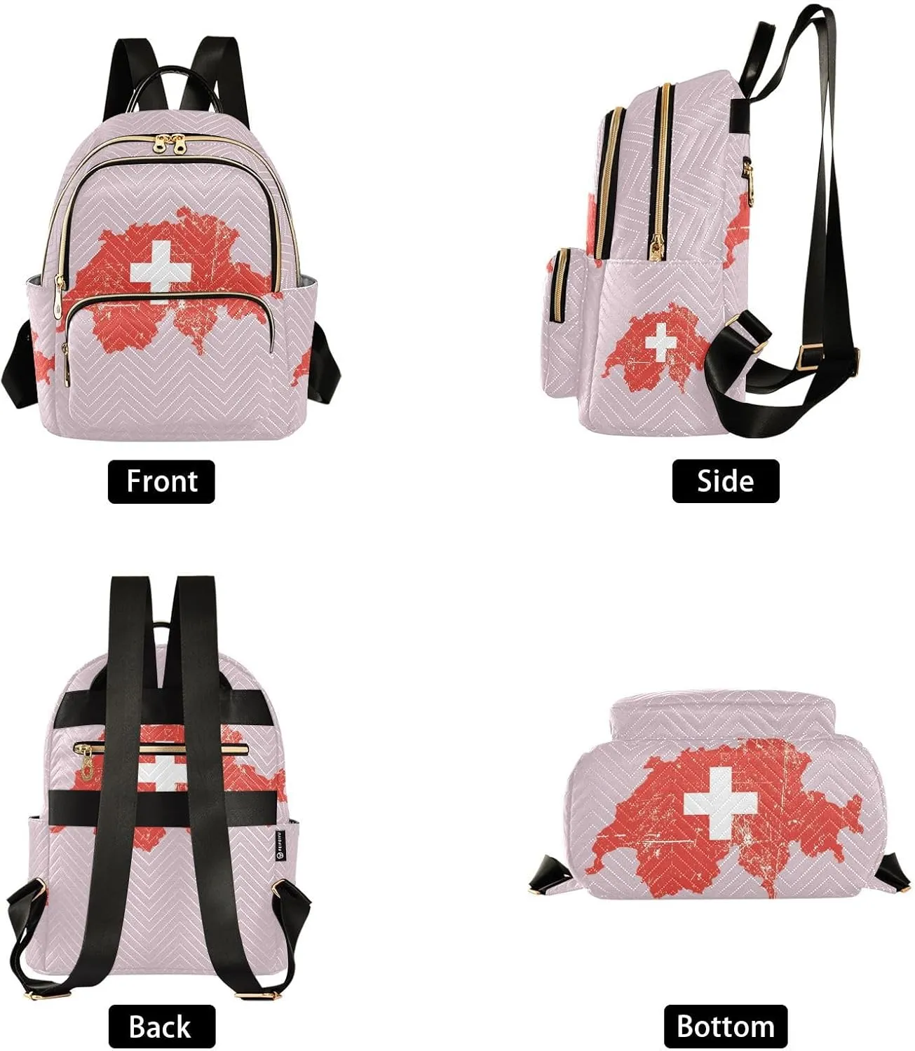 Flag Map Of Switzerland Mini Backpack for Women, Travel Backpack Purse Daypack Shoulder Bag for Ladies
