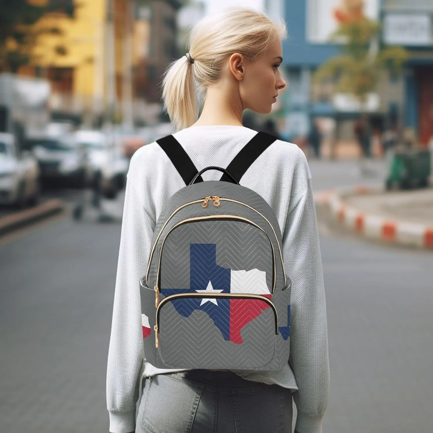 Flag Map Of Texas Mini Backpack for Women, Travel Backpack Purse Daypack Shoulder Bag for Ladies