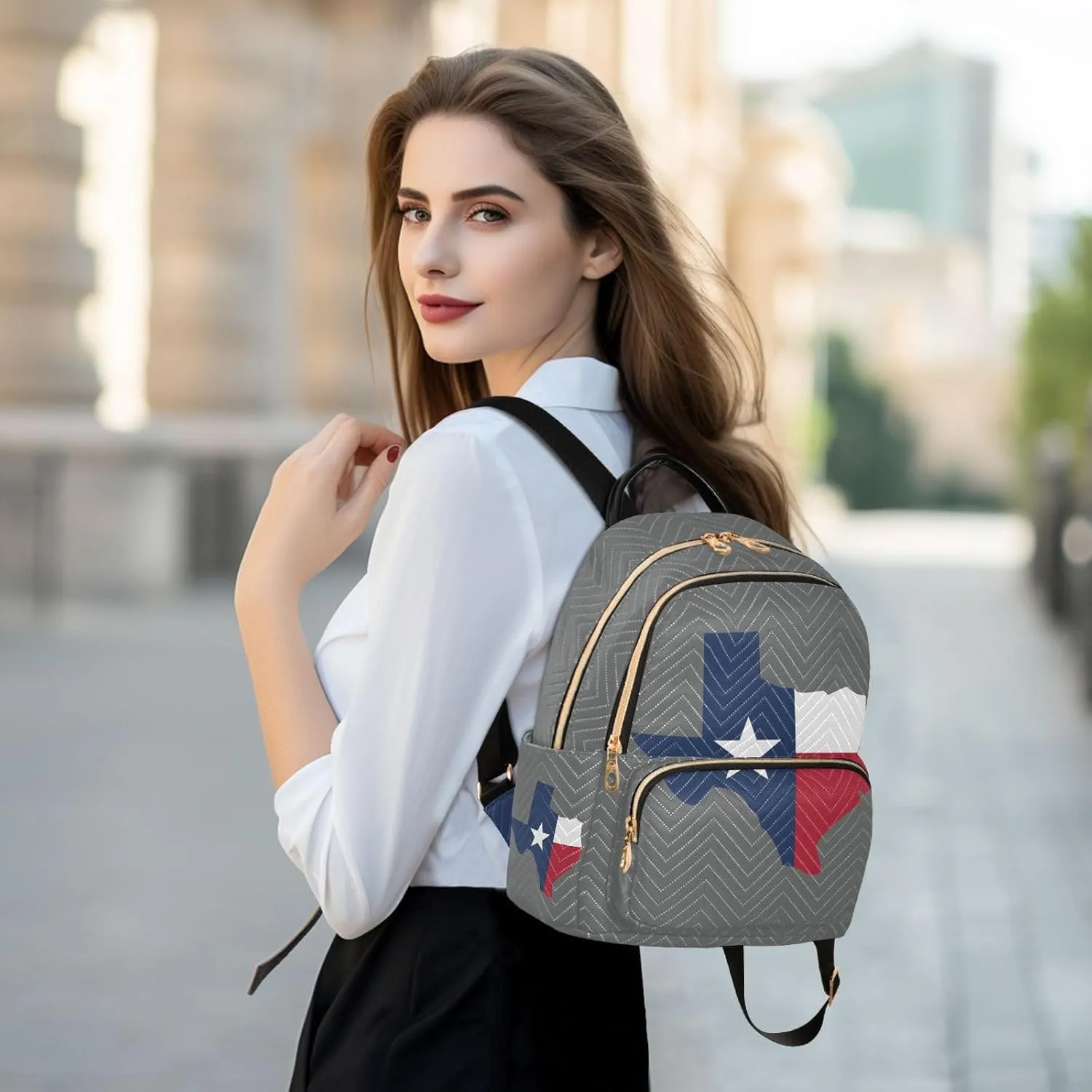 Flag Map Of Texas Mini Backpack for Women, Travel Backpack Purse Daypack Shoulder Bag for Ladies