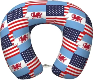 Flag of The Welsh Colony in Patagonia and America Neck Pillow Memory Foam U-Shaped Travel Neck Pillow for Airplanes Car Home