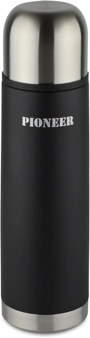 Flasks SVB350 Insulated Vacuum 350ml Travel Flask, 18/10 Stainless Steel – Keeps Drinks Hot for 8 Hours, Black, 0.35L