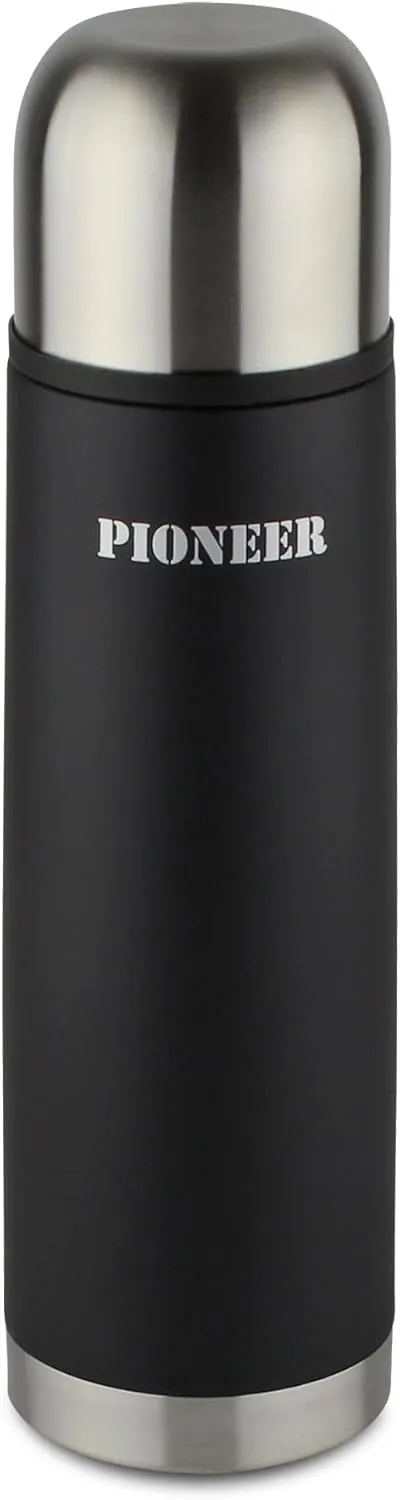 Flasks SVB350 Insulated Vacuum 350ml Travel Flask, 18/10 Stainless Steel – Keeps Drinks Hot for 8 Hours, Black, 0.35L