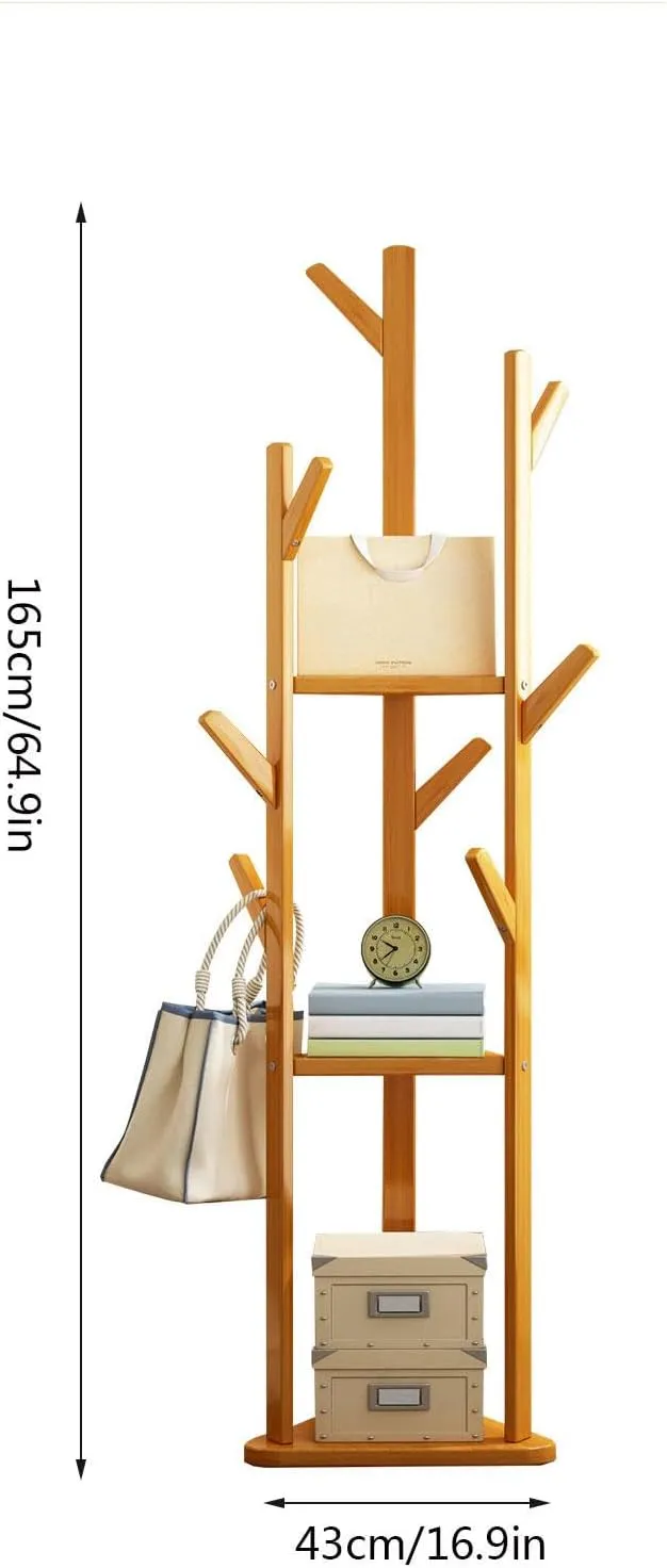 Floor-Standing Clothes Hanger Simple Coat Rack Home Rental House Clothes Hanger Bag Rack Storage Multi-Functional Hat Rack for Living Room Bedroom Hallway Entryway,B
