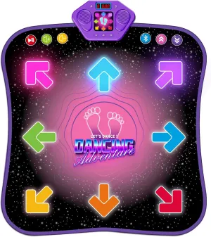 Flooyes Dance Mat Toys for 3-12 Year Old Kids, Electronic Dance Pad with Light-up 8-Button Wireless Bluetooth, Music Dance with 5 Game Modes, Birthday Toys Gifts for 3 4 5 6 7 8 9 10  Year Old Girls
