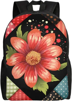 Flower Dots Travel Laptop Backpack Waterproof Lightweight Cute Backpack For Women Men Casual Daypack