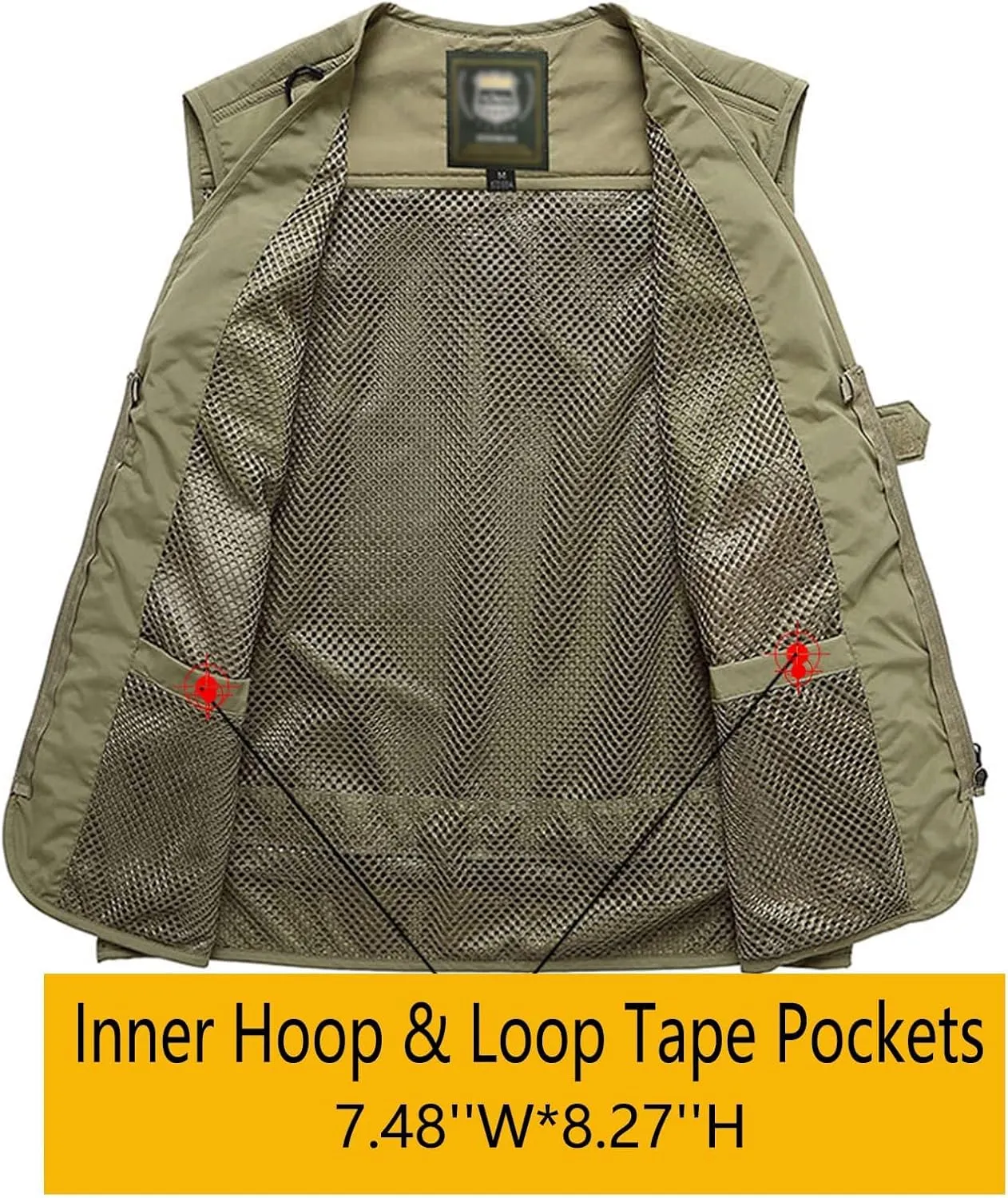 Flygo Men's Casual Lightweight Outdoor Fishing Work Safari Travel Photo Cargo Vest Jacket Multi Pockets