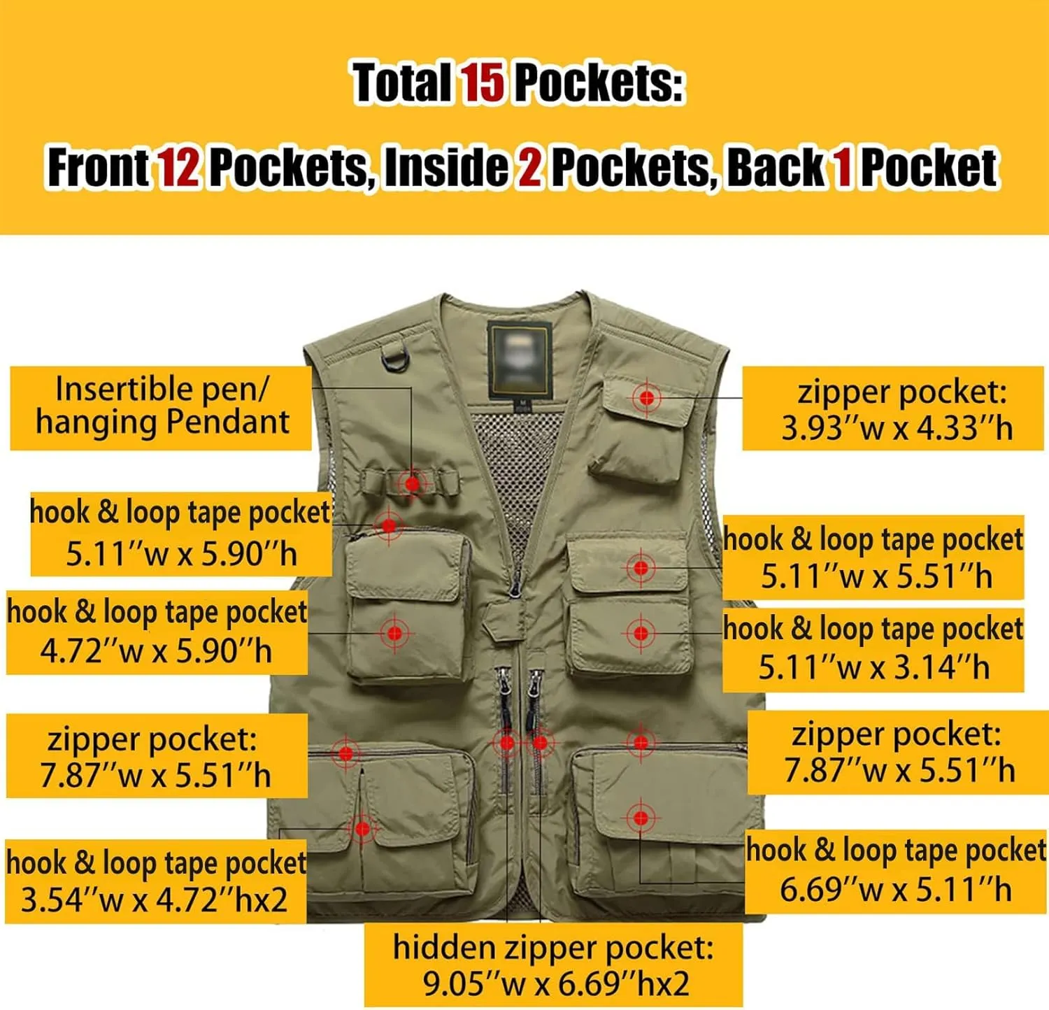 Flygo Men's Casual Lightweight Outdoor Fishing Work Safari Travel Photo Cargo Vest Jacket Multi Pockets