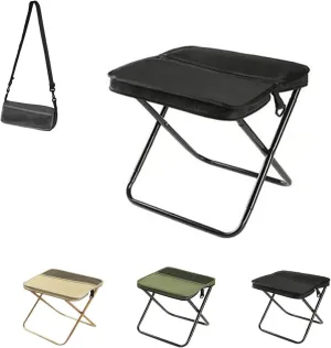 Foldable Backpack Stool, Portable Ultra Lightweight Camping Stool with Adjustable Shoulder Strap, Outdoor Foldable Camping Stool, Suitable for Fishing, Hiking, Barbecue(Black,Large)