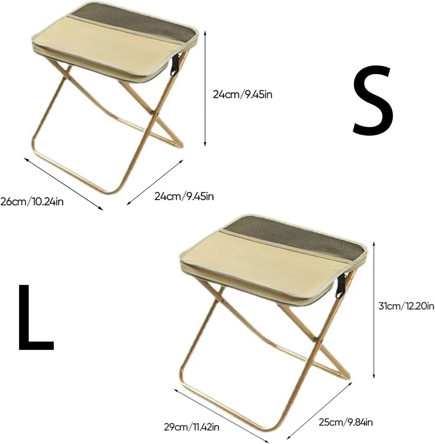Foldable Backpack Stool, Portable Ultra Lightweight Camping Stool with Adjustable Shoulder Strap, Outdoor Foldable Camping Stool, Suitable for Fishing, Hiking, Barbecue(Black,Large)