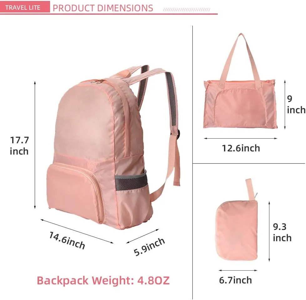 FOLDABLE LIGHTWEIGHT DURABLE TRAVEL BACKPACK | HIKING BACKPACK | PACKABLE DAYPACK (Black)