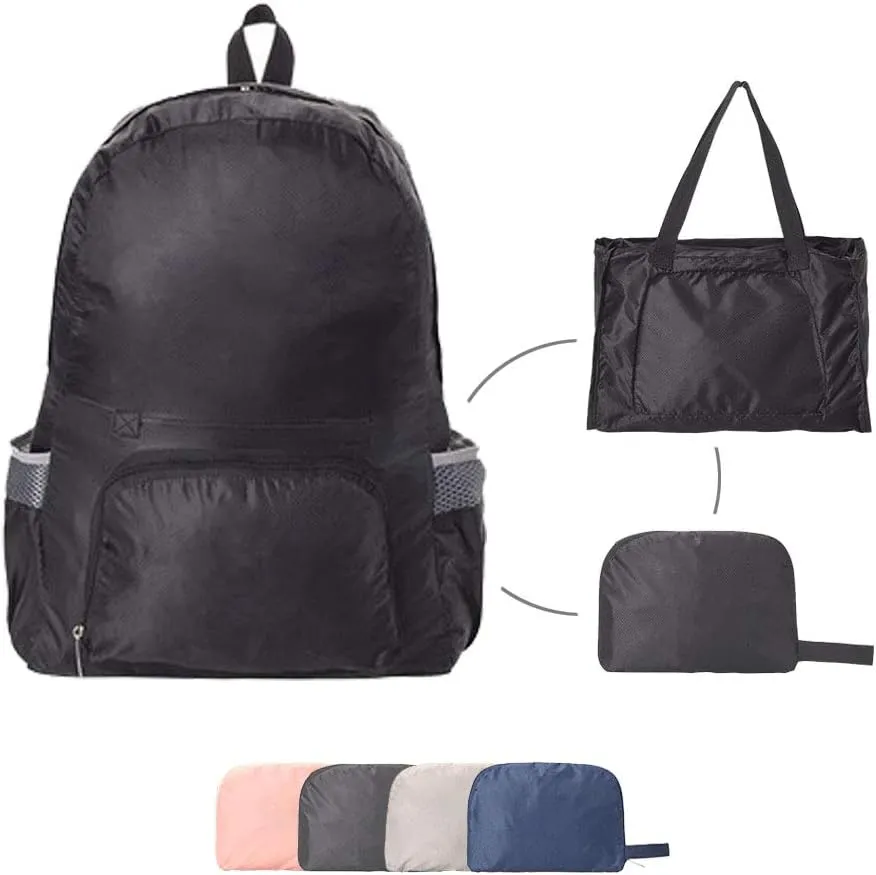 FOLDABLE LIGHTWEIGHT DURABLE TRAVEL BACKPACK | HIKING BACKPACK | PACKABLE DAYPACK (Black)