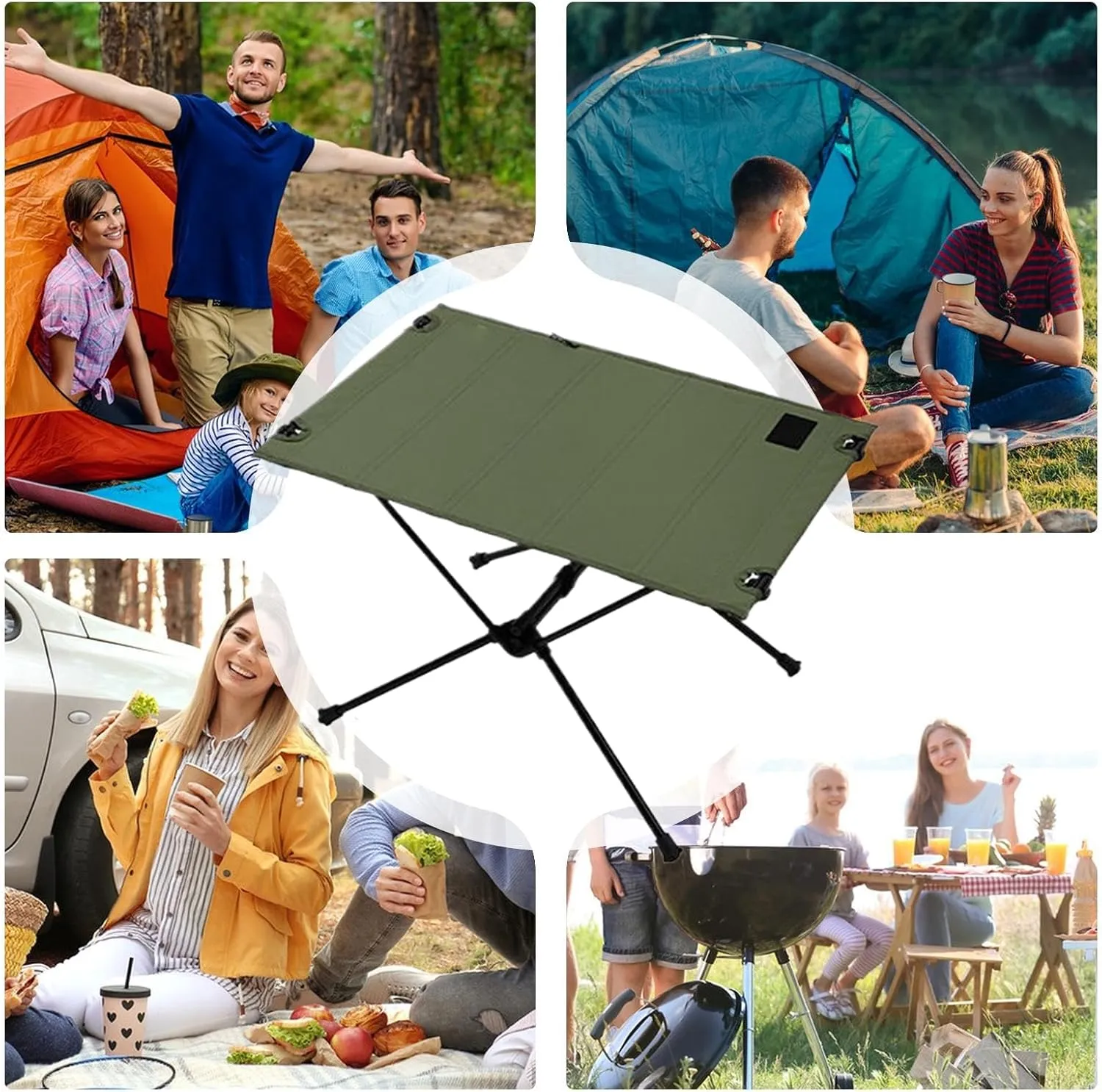 Foldable Picnic Tables for Outdoor | Portable Folding Camping Table | Adjustable Furniture for Fishing Picnic Beach, Lightweight Backpacking Accessories for Catering Buffet at Garden