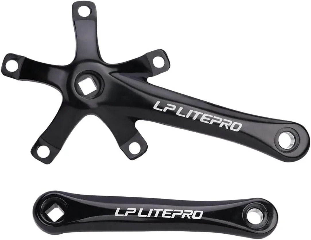 Folding Bikes Crankset 170mm Mountain Bikes Bikes Square Taper Crank Arm Set Aluminum Alloy Mountain Bicycles Crankset With 45T/47T/53T/56T/58T Chainring And Bolts For 6-10 Speed ( Color : Black , Siz