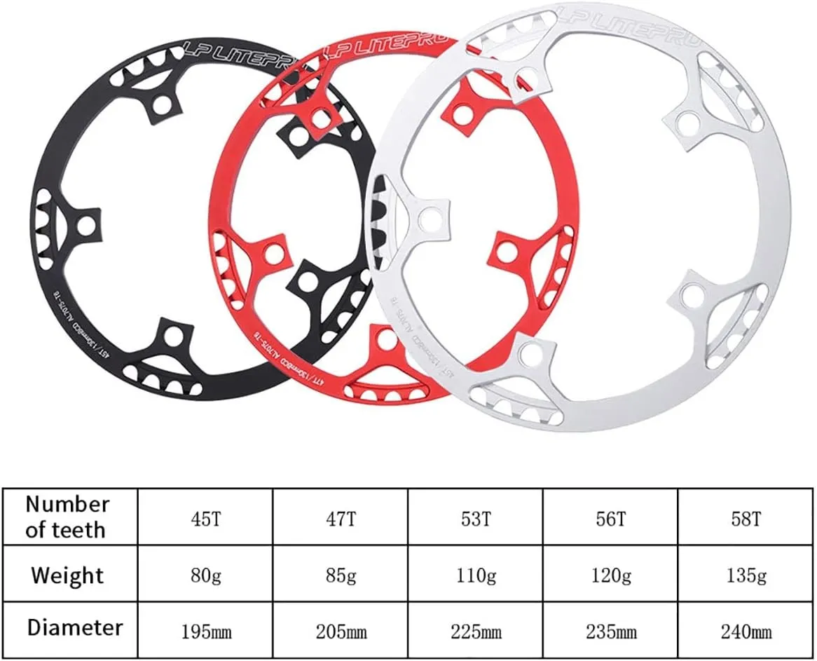 Folding Bikes Crankset 170mm Mountain Bikes Bikes Square Taper Crank Arm Set Aluminum Alloy Mountain Bicycles Crankset With 45T/47T/53T/56T/58T Chainring And Bolts For 6-10 Speed ( Color : Black , Siz