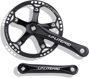 Folding Bikes Crankset 170mm Mountain Bikes Bikes Square Taper Crank Arm Set Aluminum Alloy Mountain Bicycles Crankset With 45T/47T/53T/56T/58T Chainring And Bolts For 6-10 Speed ( Color : Black , Siz