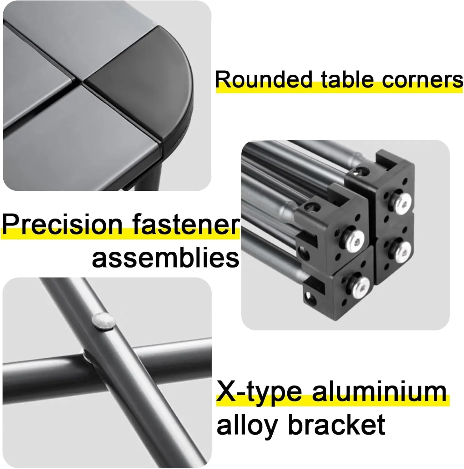 Folding Camping Square Table with Carrying Bag, Outdoor Portable Picnic Folding Table, Lightweight Aluminum Adjustable Square Table, 2 Sizes, Suitable for Outdoor, Camping, Picnic, Backyard, BBQ(Silve