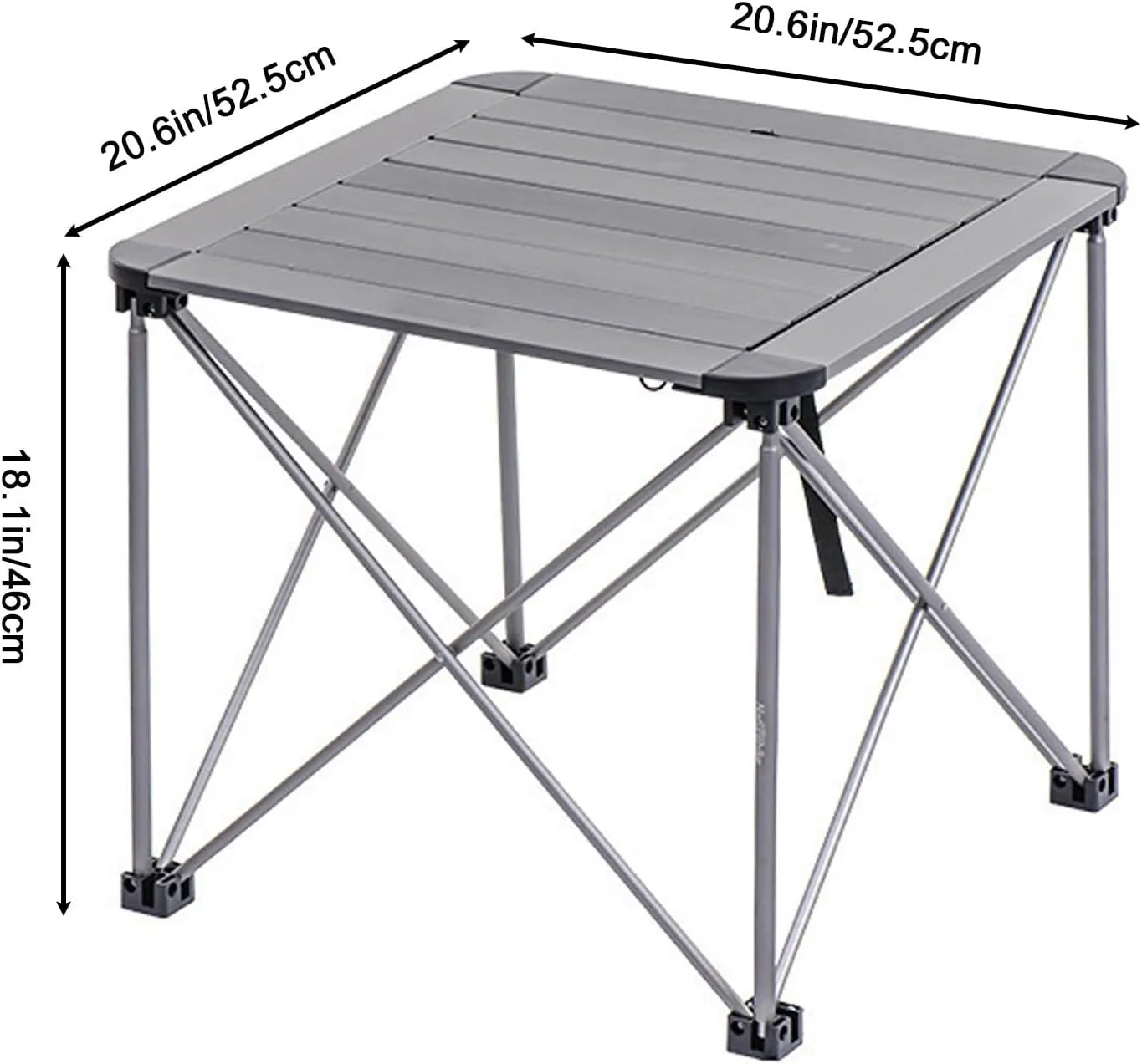 Folding Camping Square Table with Carrying Bag, Outdoor Portable Picnic Folding Table, Lightweight Aluminum Adjustable Square Table, 2 Sizes, Suitable for Outdoor, Camping, Picnic, Backyard, BBQ(Silve
