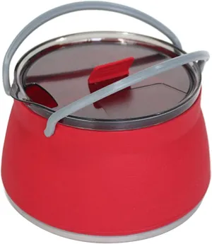 Folding Saucepan, Camp Cookware Hiking Silicone Folding Saucepan Water Kettle With Lid Cookware Travel Camping Pot(Red)