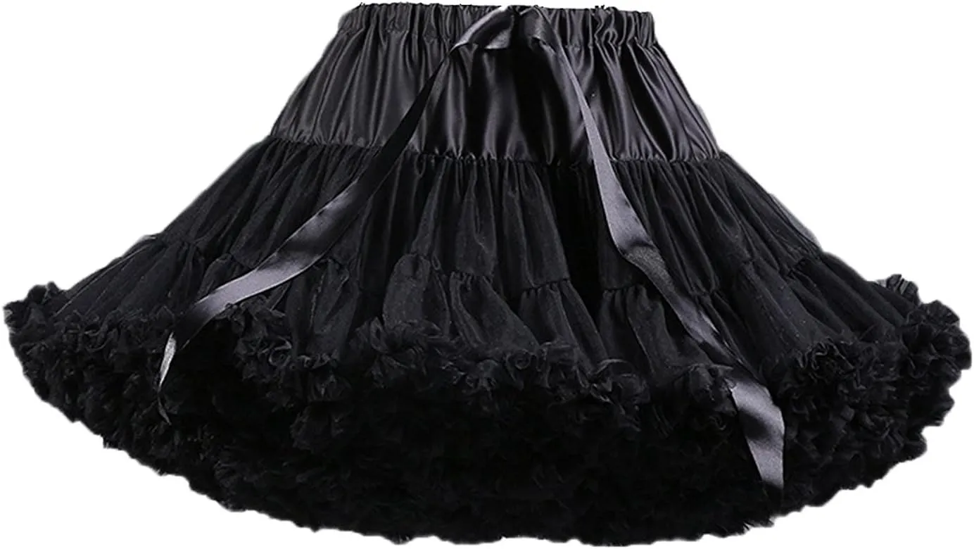 FOLOBE Women's Tulle Petticoat Soft Puffy Tutu Skirts Costume Ballet Dance Pettiskirts Multi-Layer