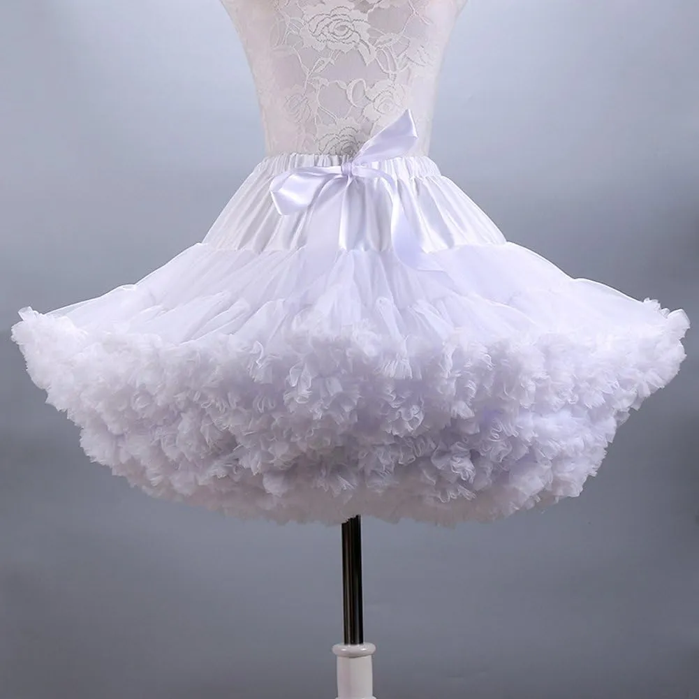 FOLOBE Women's Tulle Petticoat Soft Puffy Tutu Skirts Costume Ballet Dance Pettiskirts Multi-Layer