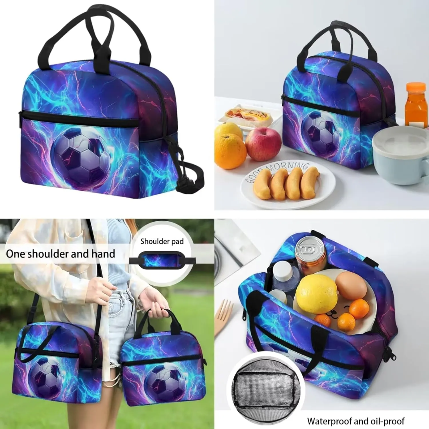 Football School Backpack for Boys 8-12 Elementary School Bookbag With Lunch Bag Combo Kids Pencil Case Soccer School Bag 17inch Back Pack Middle School Student Shoulder Bag Set 3 In 1