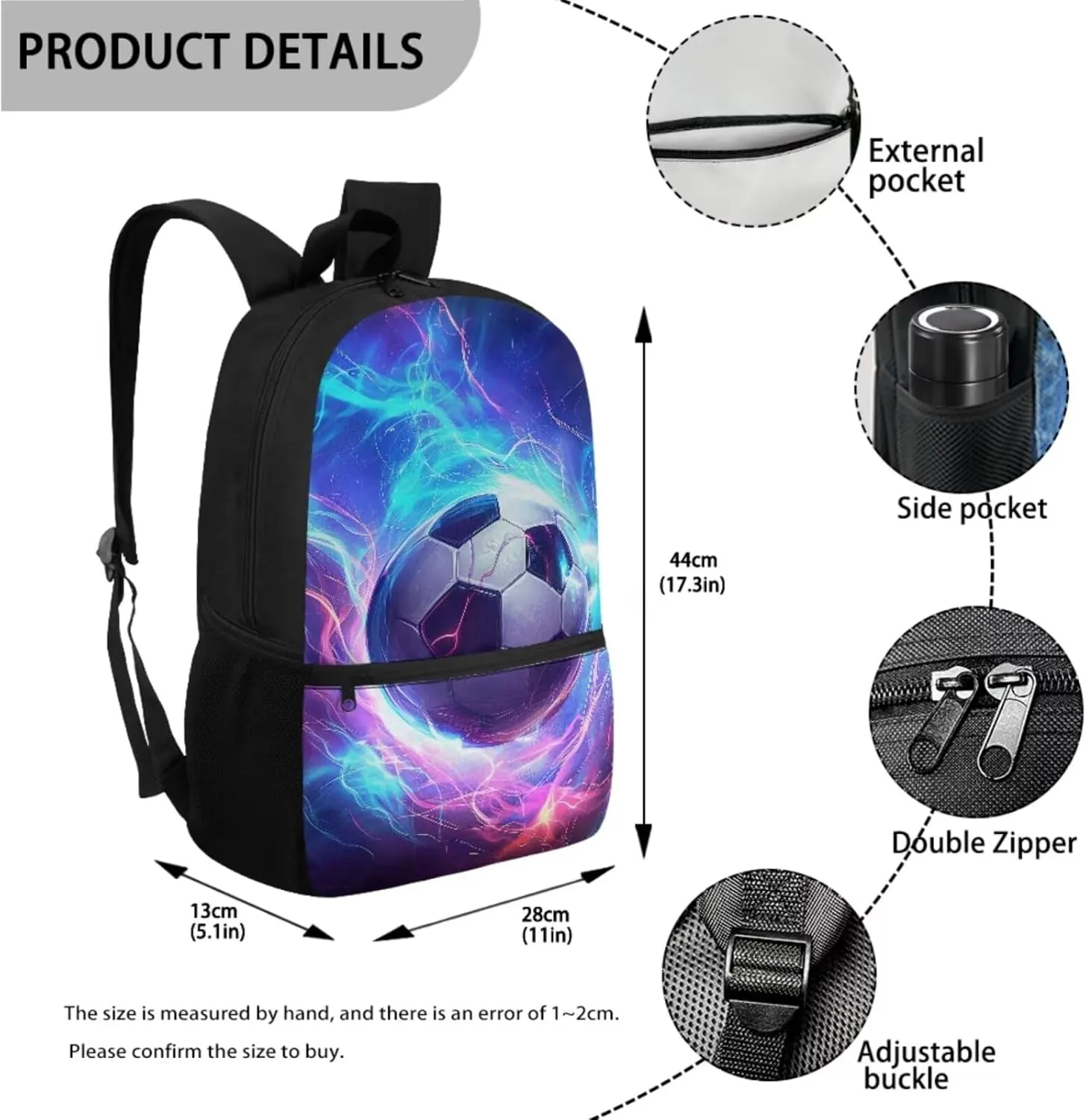 Football School Backpack for Boys 8-12 Elementary School Bookbag With Lunch Bag Combo Kids Pencil Case Soccer School Bag 17inch Back Pack Middle School Student Shoulder Bag Set 3 In 1