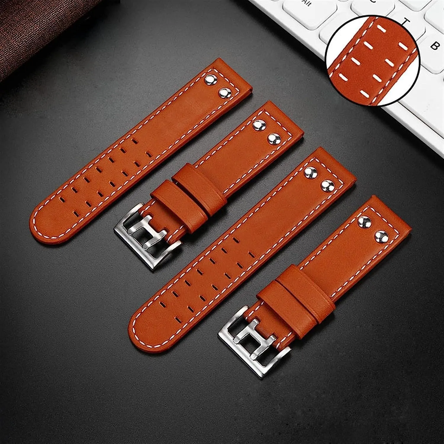 For Hamilton Aviation Watch H77616533 H77616533 Military Style Watch Strap Khaki Genuine Leather Jazz Field Men WatchBand
