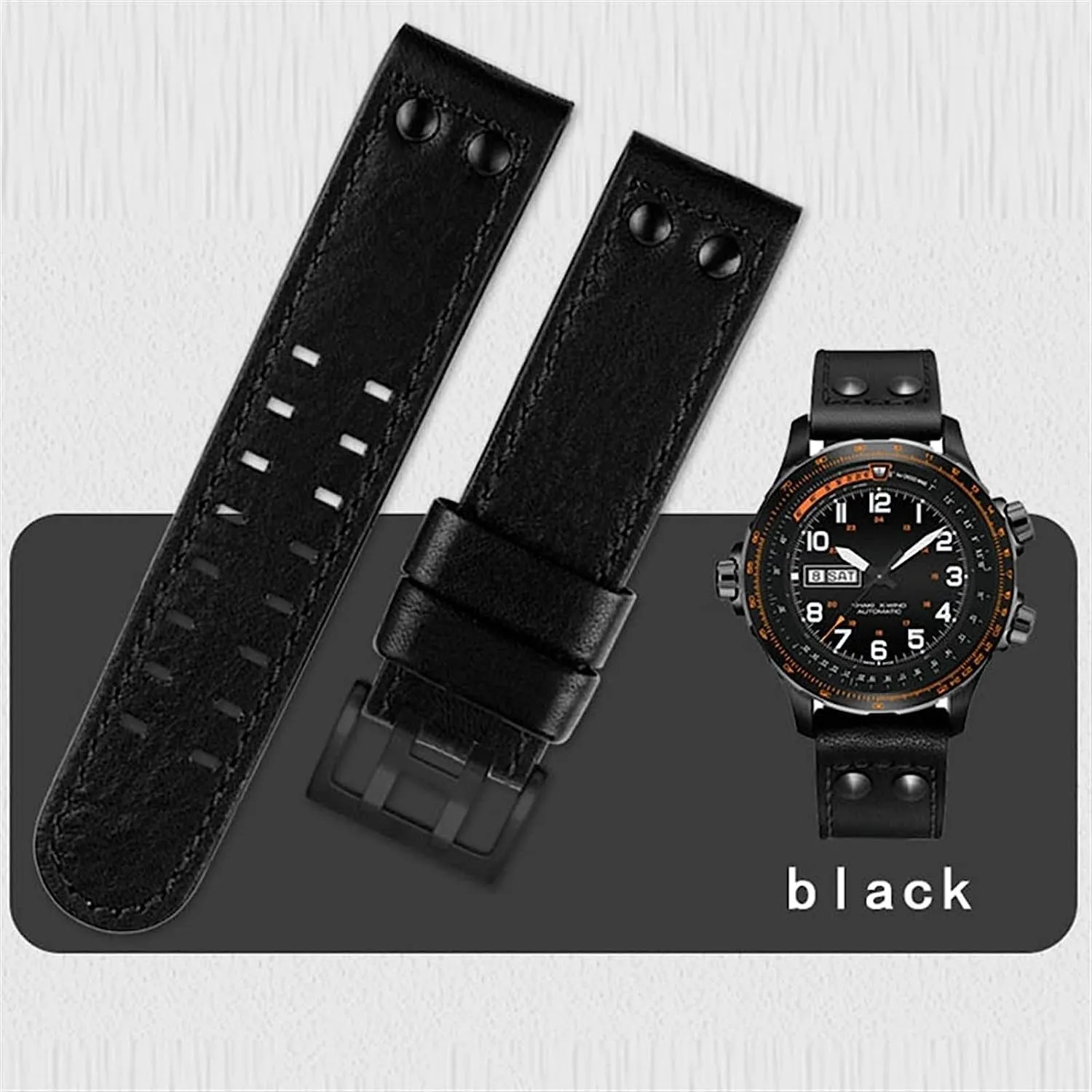 For Hamilton Aviation Watch H77616533 H77616533 Military Style Watch Strap Khaki Genuine Leather Jazz Field Men WatchBand