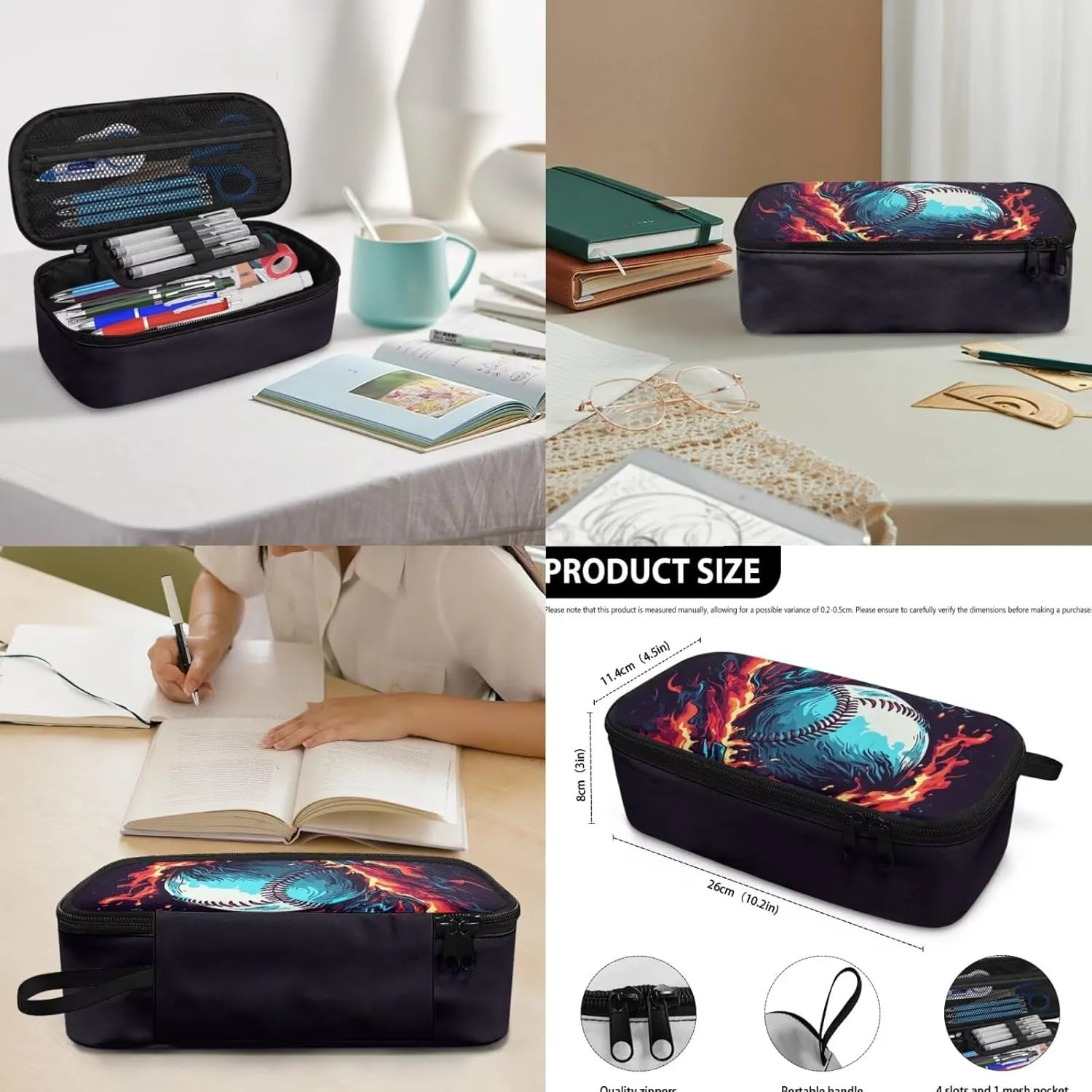 FOR U DESIGNS Baseball Bookbag for Boys 8-12 Lightweight Cool Middle School Book Bags 6th Grade Boys Elementary Bookbag and Lunch Box Set 4 Piece Casual Daypack