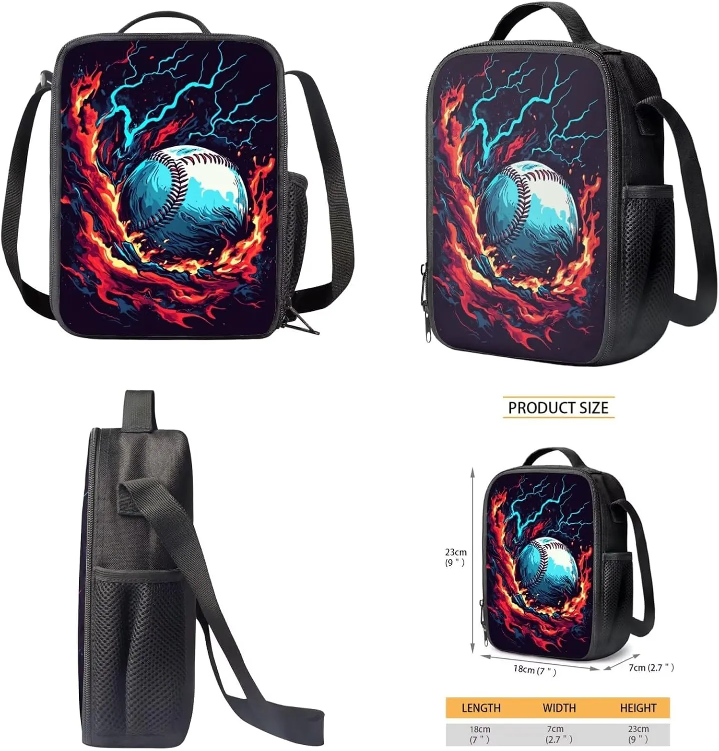 FOR U DESIGNS Baseball Bookbag for Boys 8-12 Lightweight Cool Middle School Book Bags 6th Grade Boys Elementary Bookbag and Lunch Box Set 4 Piece Casual Daypack
