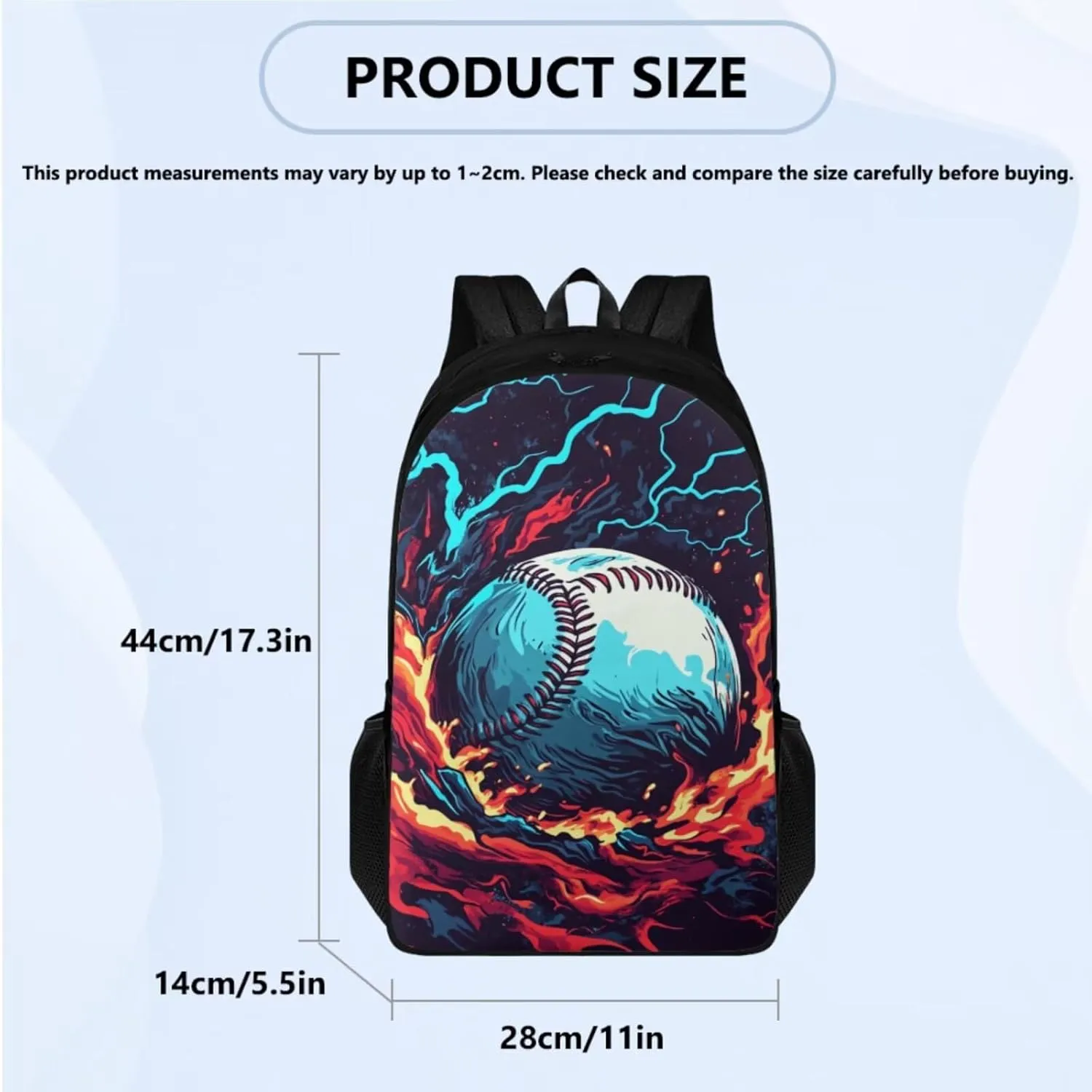 FOR U DESIGNS Baseball Bookbag for Boys 8-12 Lightweight Cool Middle School Book Bags 6th Grade Boys Elementary Bookbag and Lunch Box Set 4 Piece Casual Daypack