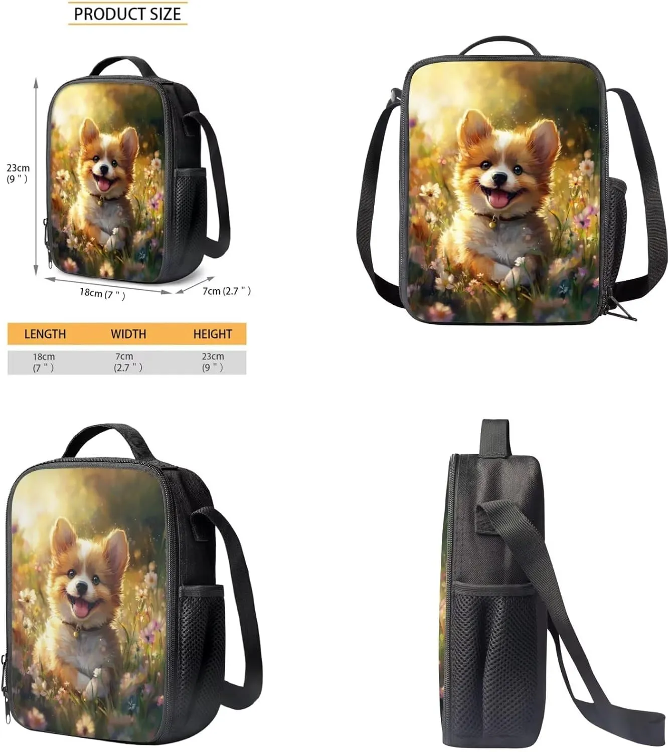 FOR U DESIGNS Corgi Backpack Set School Bag 17 Inch Bookbag for 3rd Grade Girls Age 8-9 Years Elementary Lightweight Ergonomic Spacious Travel Outdoor Supplies