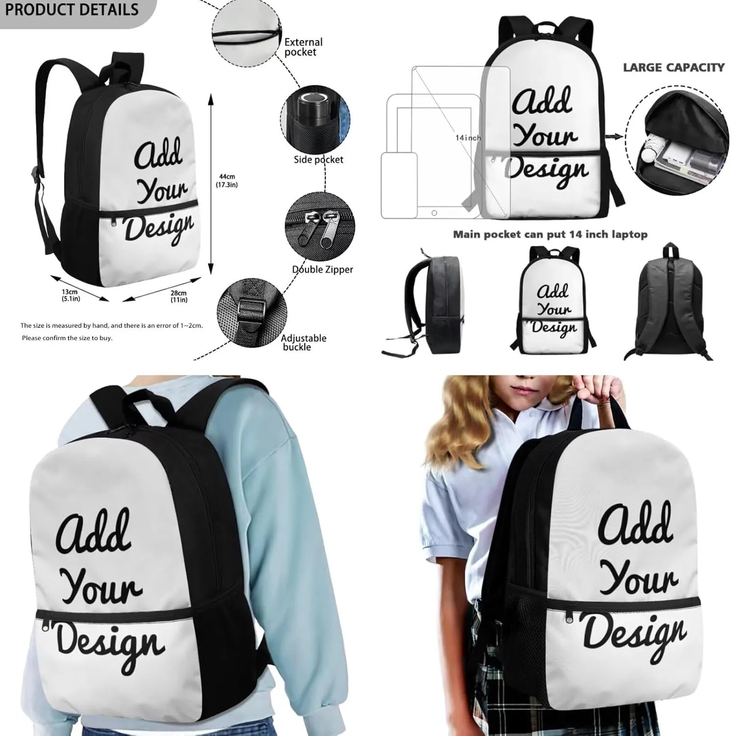 FOR U DESIGNS Custom School Backpack for Kids Book Bags for Girls Ages 6-8 Lightweight Personalized Bookbag Set with Lunch Box 17 Inch Elementary School Bag