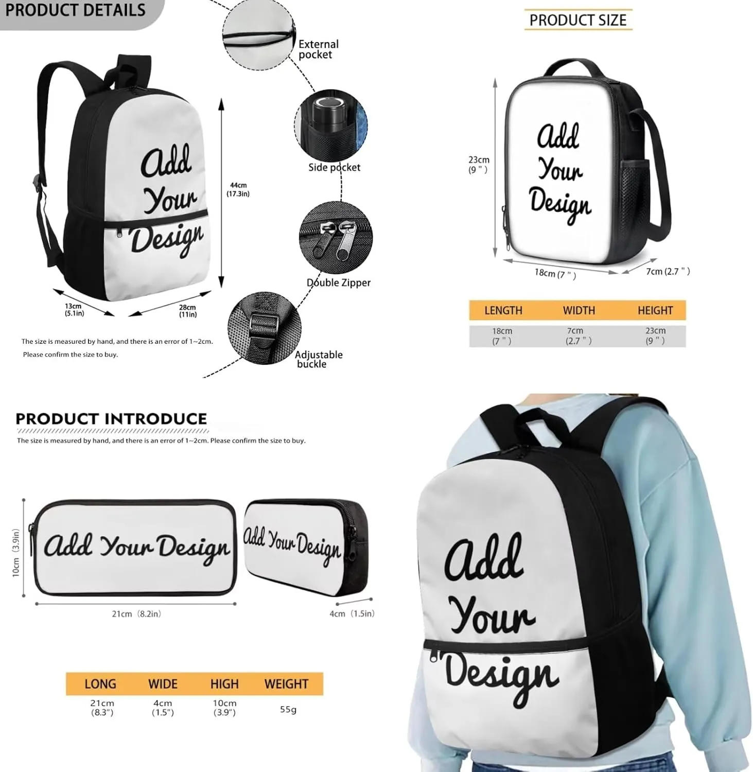 FOR U DESIGNS Custom School Backpack for Kids Book Bags for Girls Ages 6-8 Lightweight Personalized Bookbag Set with Lunch Box 17 Inch Elementary School Bag