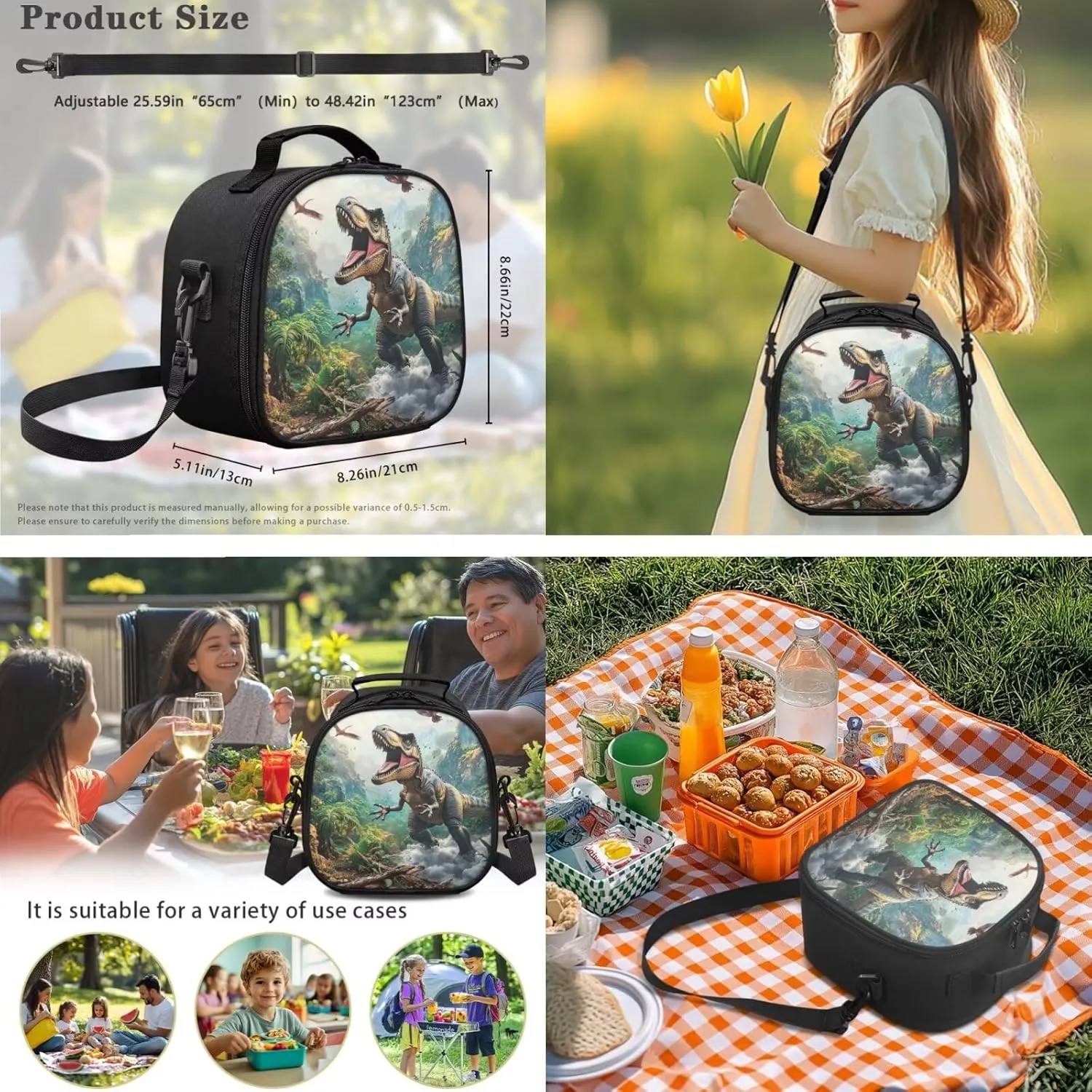 FOR U DESIGNS Dinosaur Backpack School Teen Lightweight Book Bags for Kids with Lunchbox 3 in 1 School Bag for Boys 13 Years 1st Grade Back Pack 17 Inch