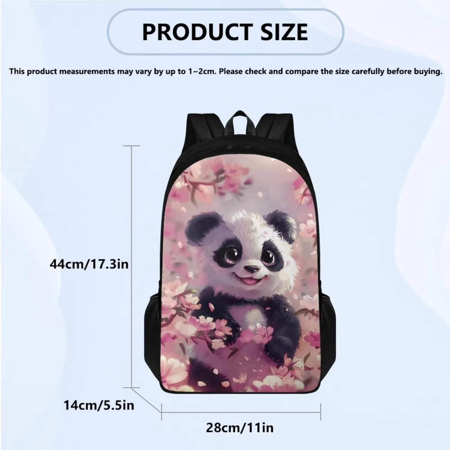 FOR U DESIGNS Panda Backpack for Girls with Lunch Box Kawaii Elementary Bookbag for 6th Grade Large Capacity Lightweight School Bag Girls 8-12 Mochilas Para Niños